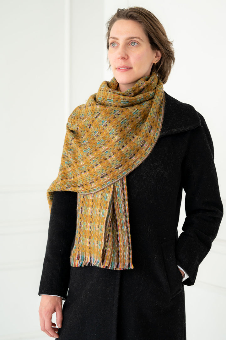 Pure Cashmere Mixed Gold Woven Scarf