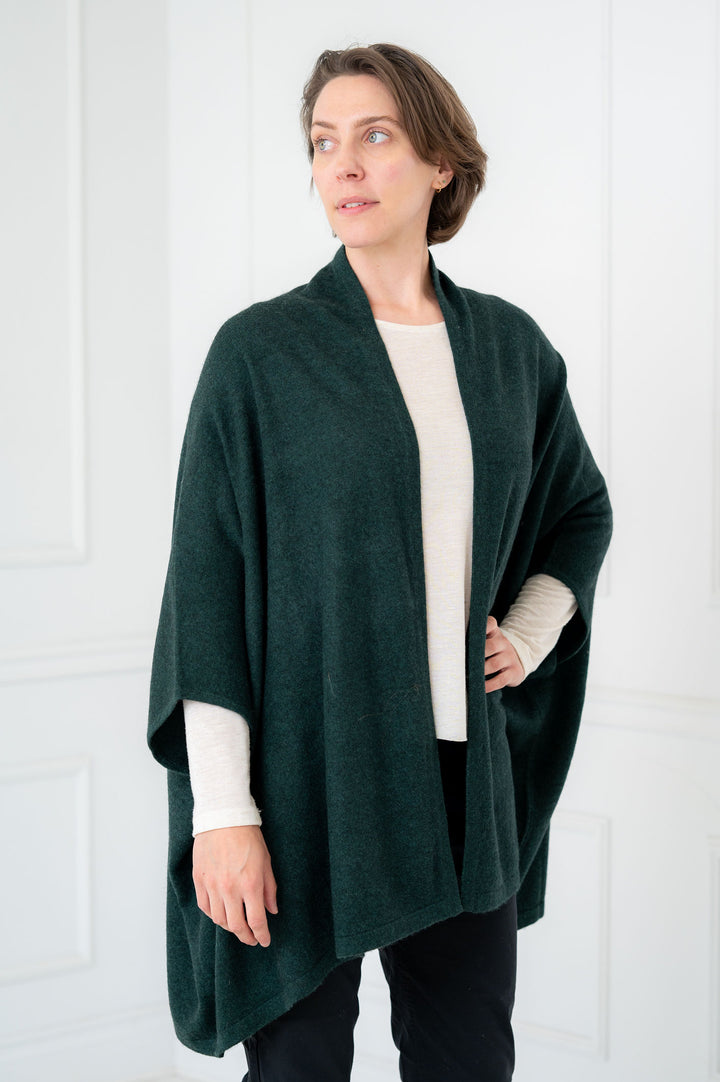 100% Cashmere Hunter Green Kimono