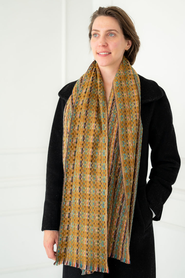 Pure Cashmere Mixed Gold Woven Scarf