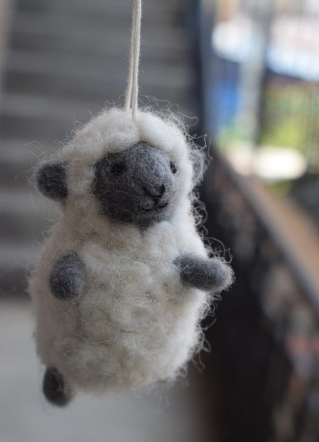 Mini White Sheep Ornament