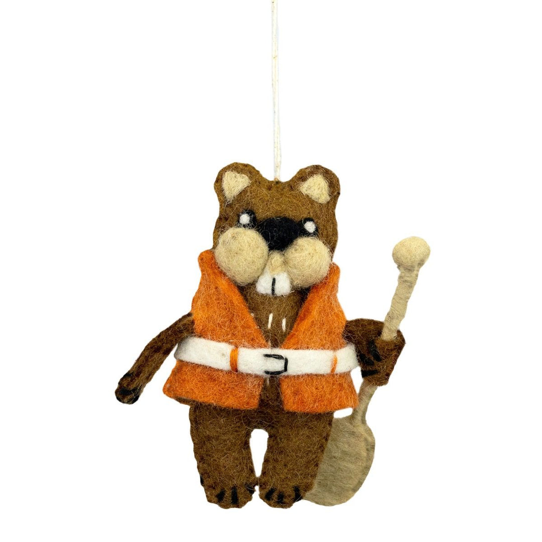 Canoeing Beaver Ornament