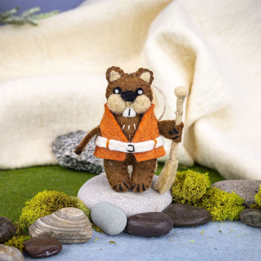 Canoeing Beaver Ornament