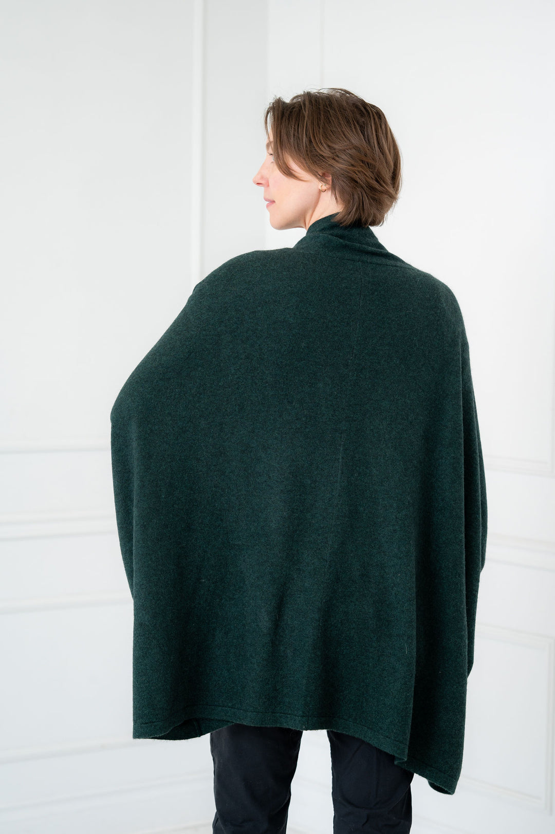 100% Cashmere Hunter Green Kimono