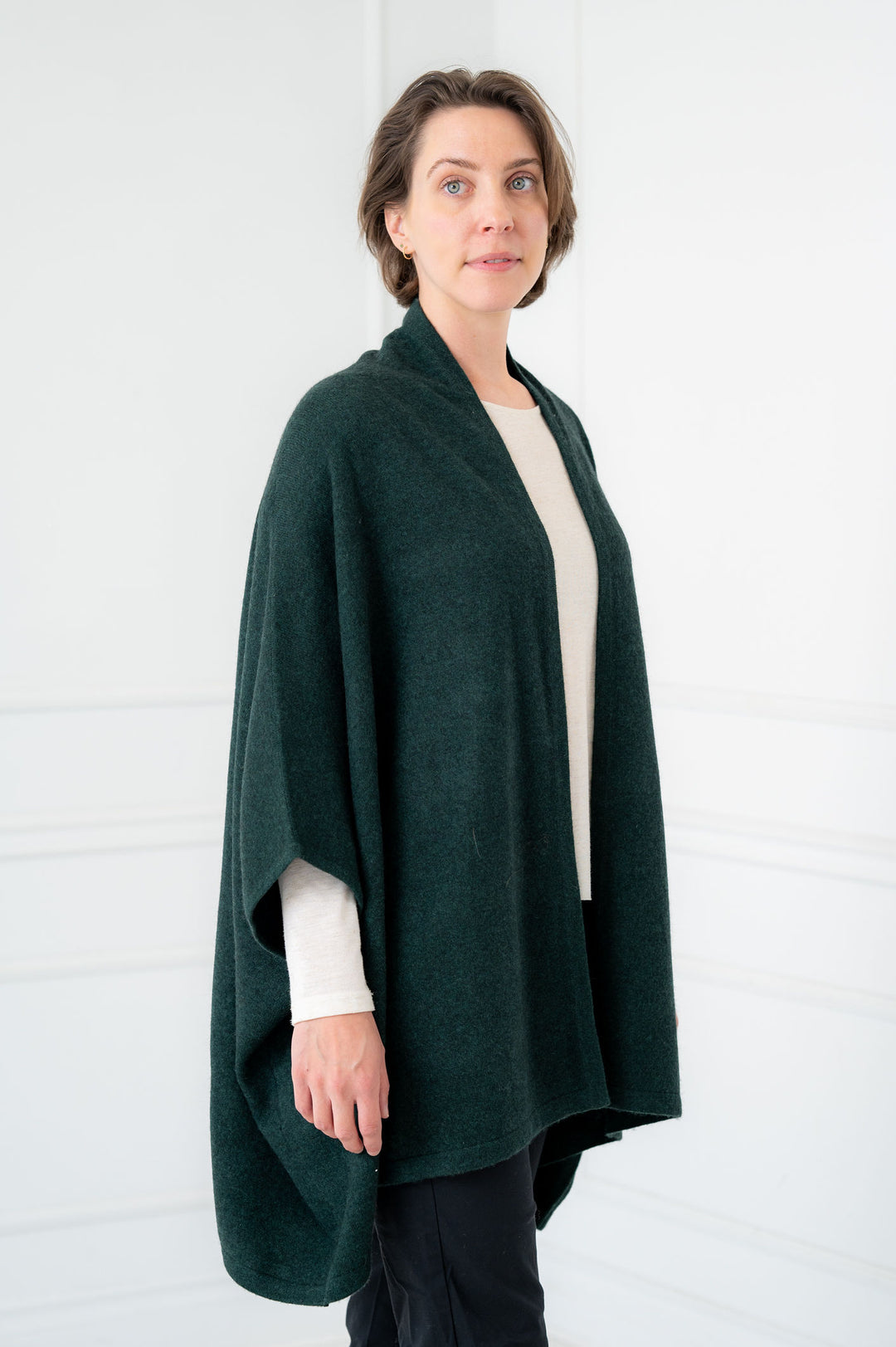 100% Cashmere Hunter Green Kimono