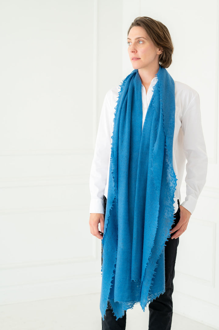 Pure Cashmere Sky Blue Felted Scarf