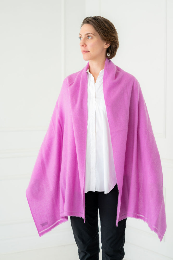 Pure Cashmere Fuchsia Purple Large Shawl