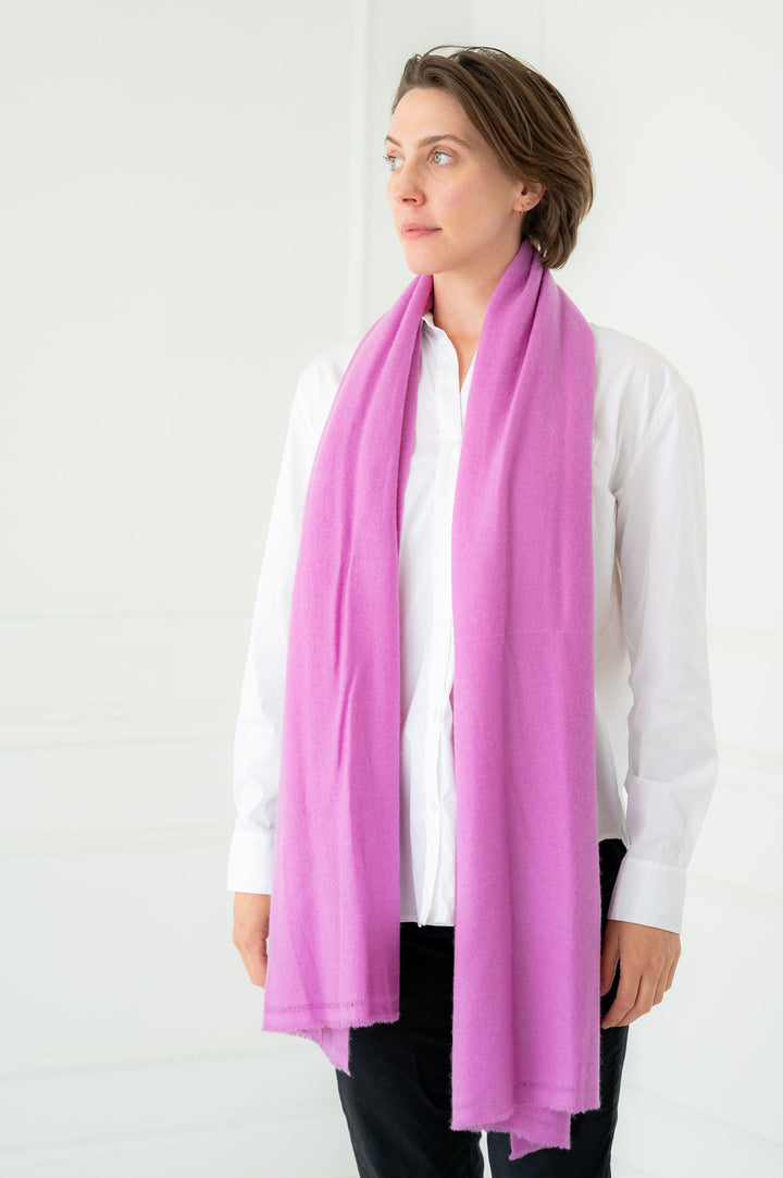 Pure Cashmere Fuchsia Purple Large Shawl