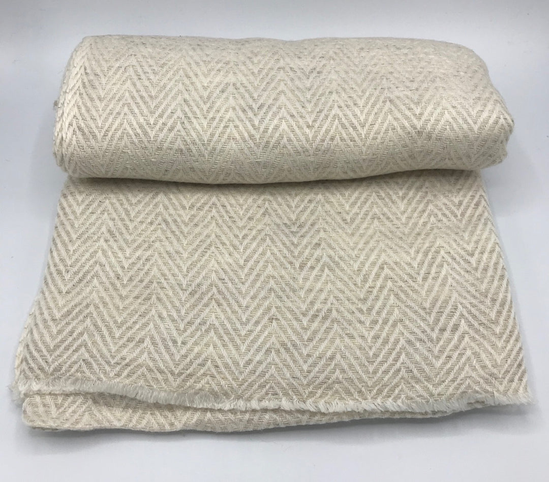 Ivory Wool-Cashmere Blanket