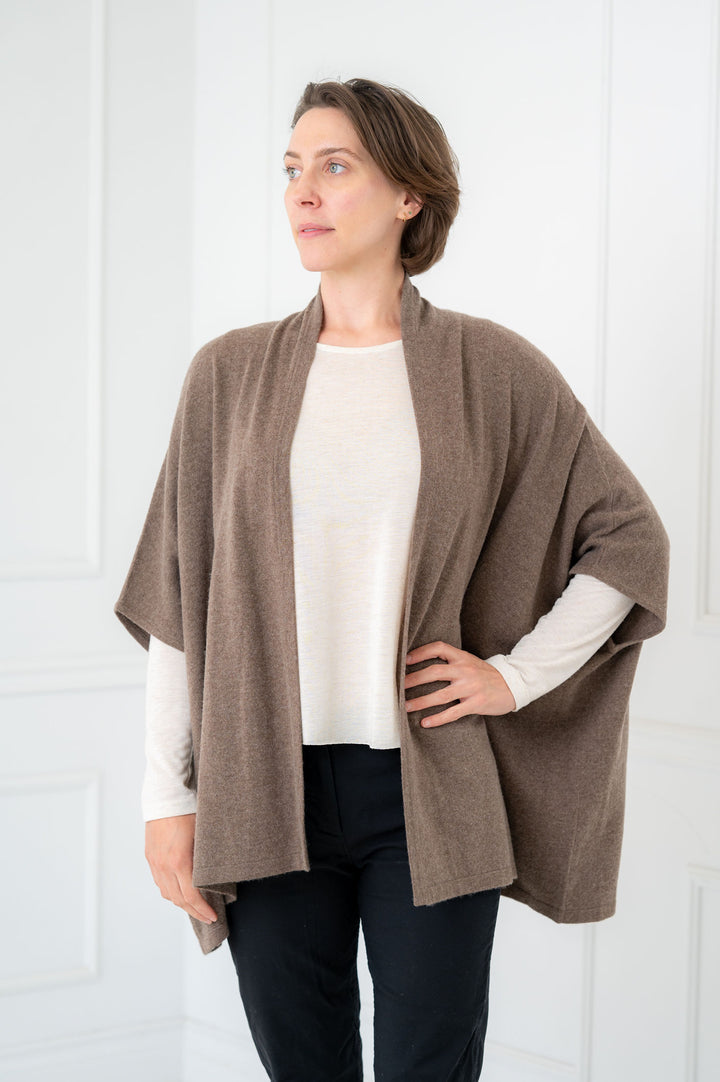 100% Pure Cashmere Natural Taupe Kimono