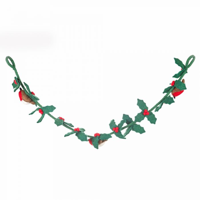 Holly Red Robin Holiday Garland