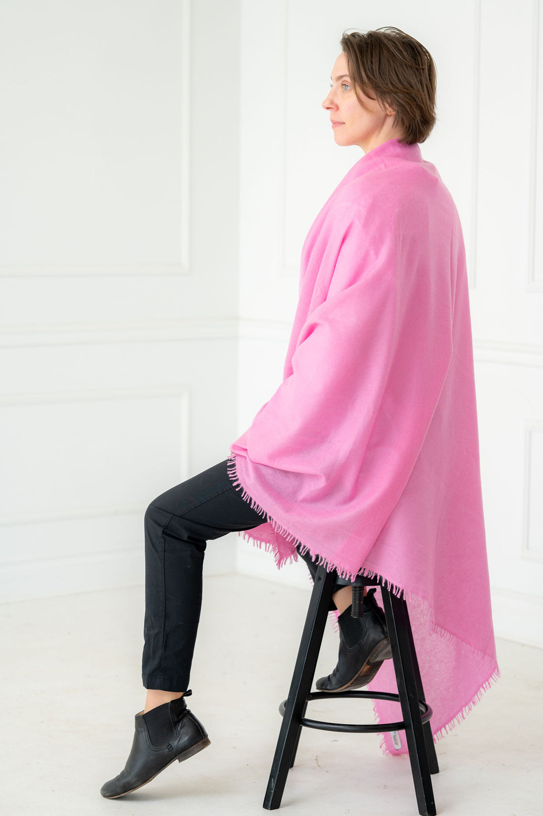 Pure Cashmere Hot Pink Large Shawl