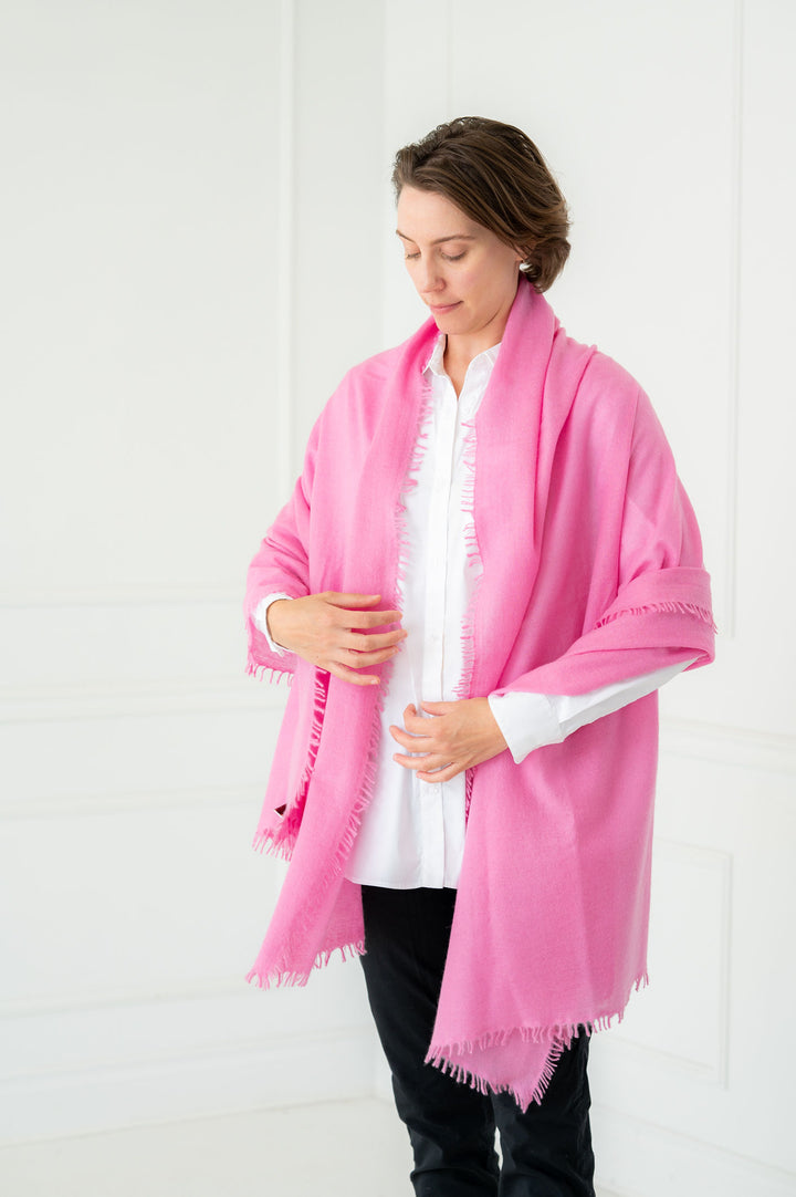 Pure Cashmere Hot Pink Large Shawl