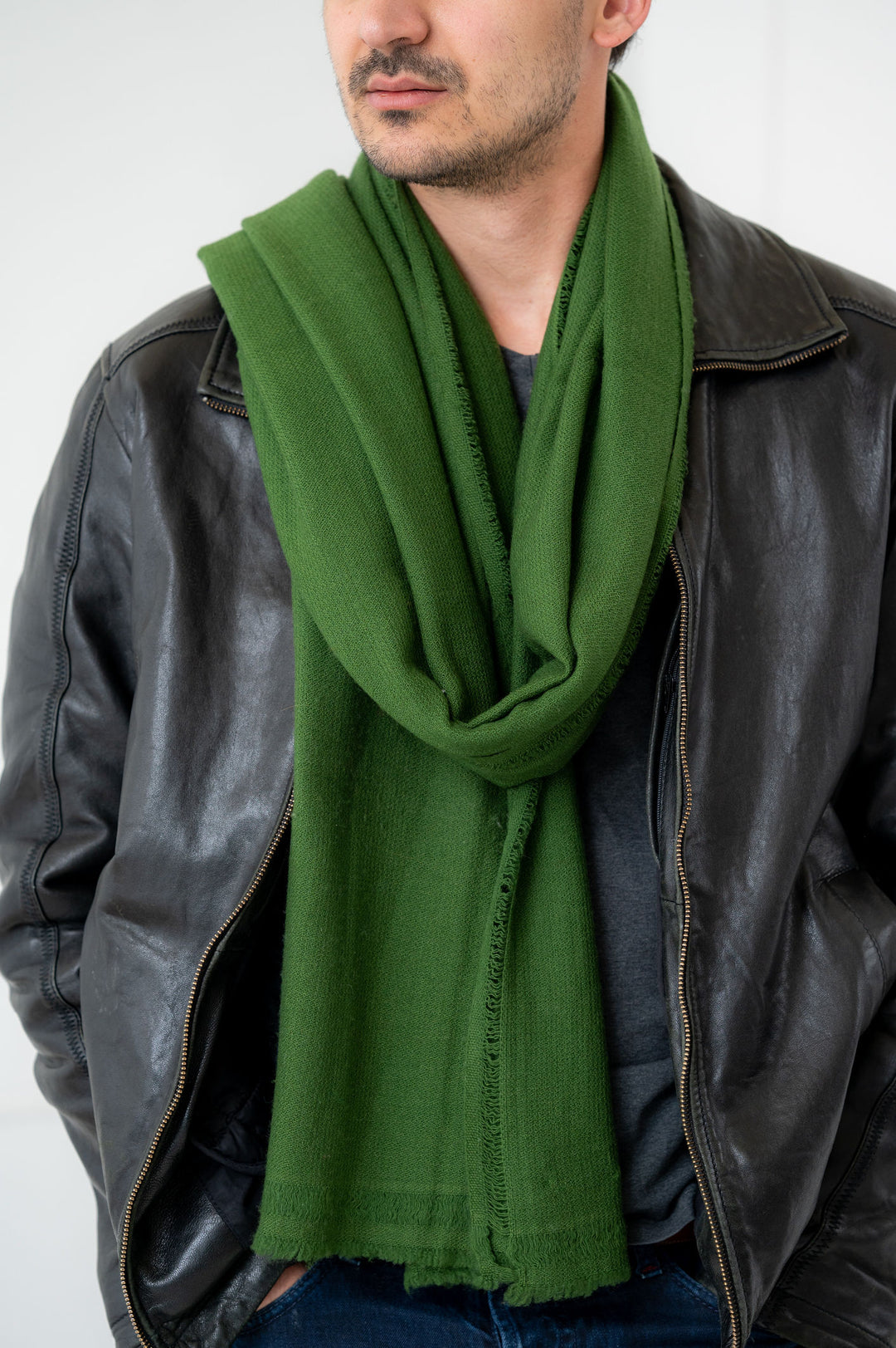 Pure Cashmere Hunter Green Large Shawl