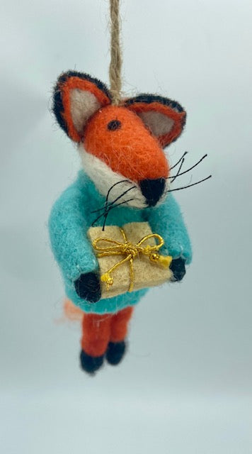 Orange Fox with Gift Ornament