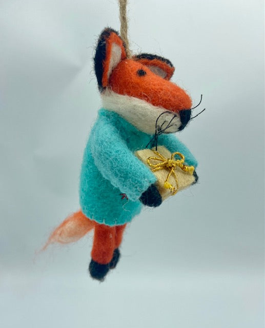 Orange Fox with Gift Ornament