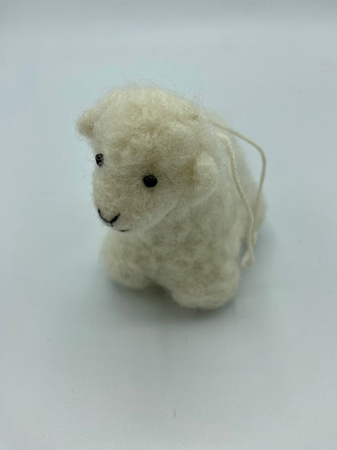 White Sheep Ornament with White Face