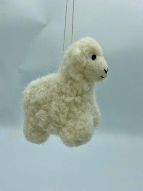 White Sheep Ornament with White Face