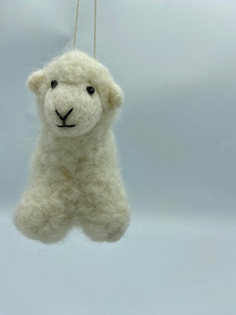 White Sheep Ornament with White Face