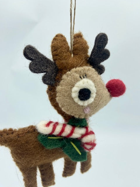 Candy Cane Rudolph Ornament