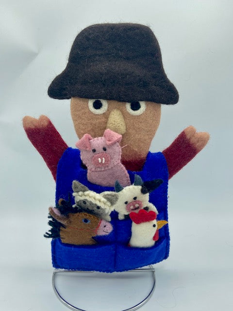 Farmer Hand Puppet with 5 Animal Finger Puppets