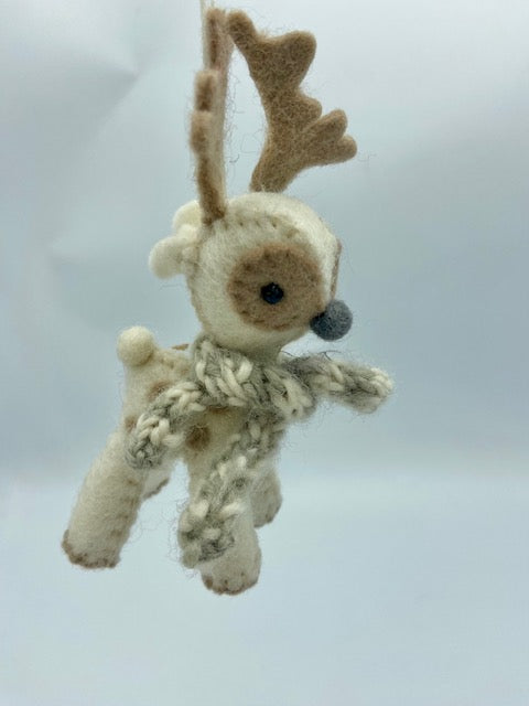 White Reindeer Ornament