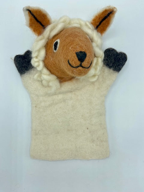 White Sheep Wool Hand Puppet