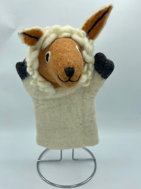 White Sheep Wool Hand Puppet