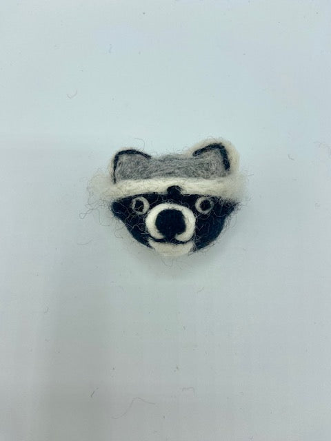 Hand Felted Brooches - Raccoon