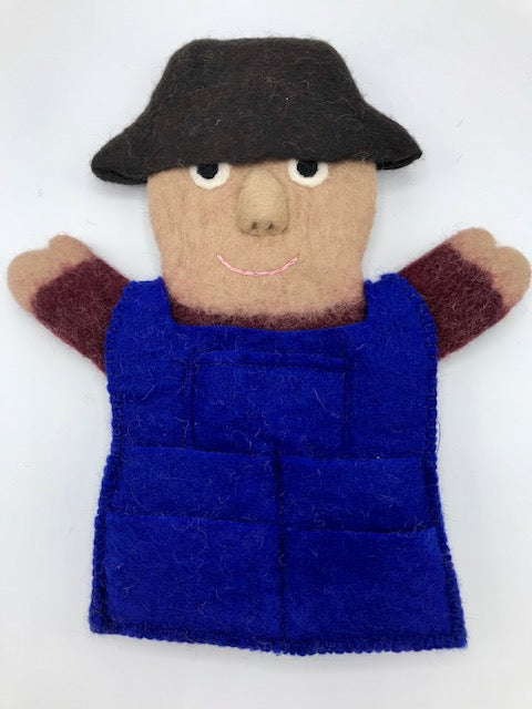 Farmer Hand Puppet with 5 Animal Finger Puppets