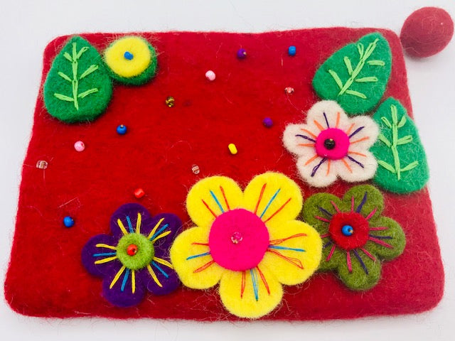 Red Flower Coin Purse