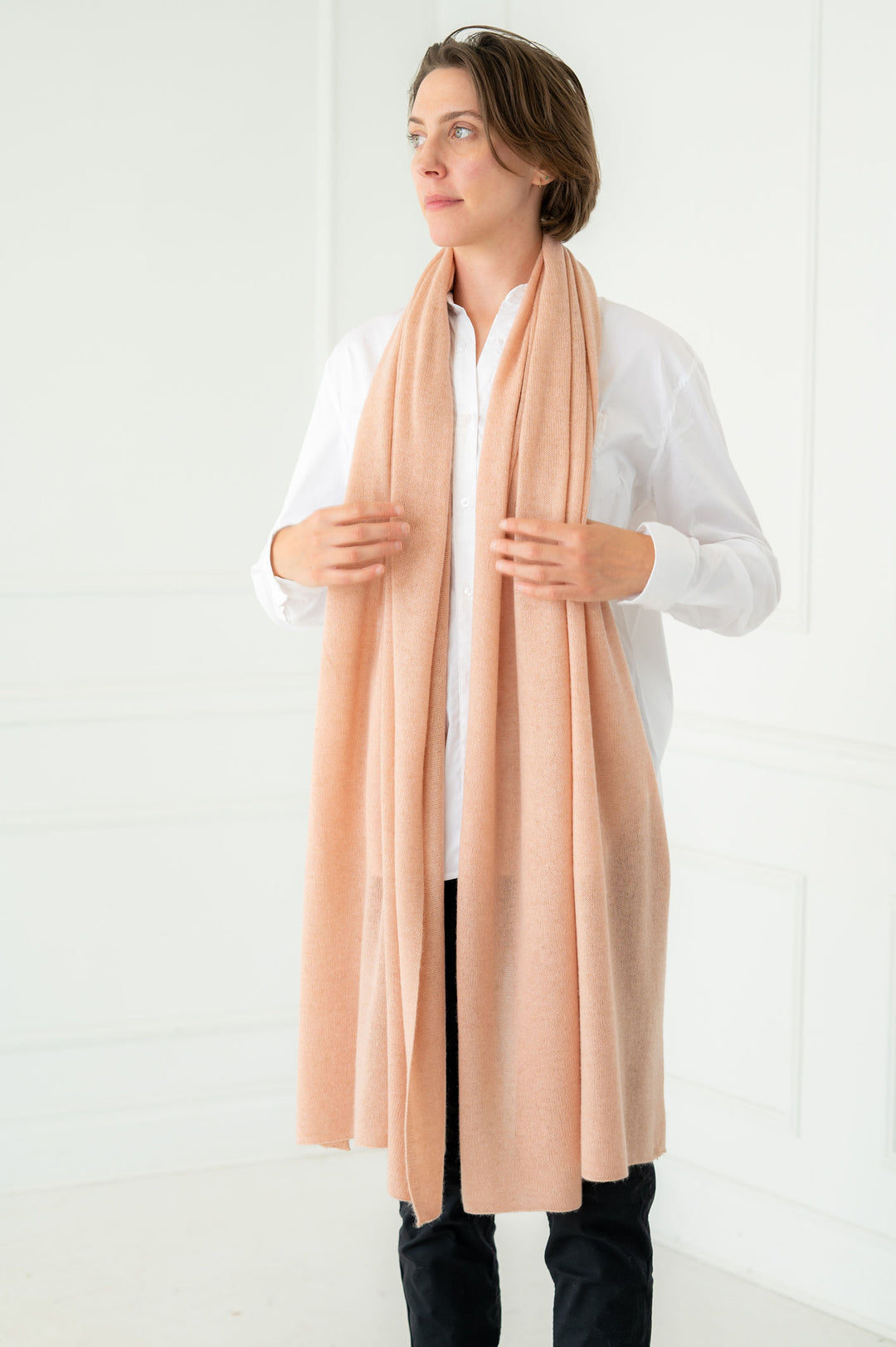 Pure Cashmere Knitted Pink Shawl