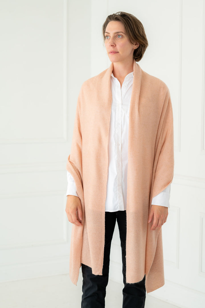 Pure Cashmere Knitted Pink Shawl