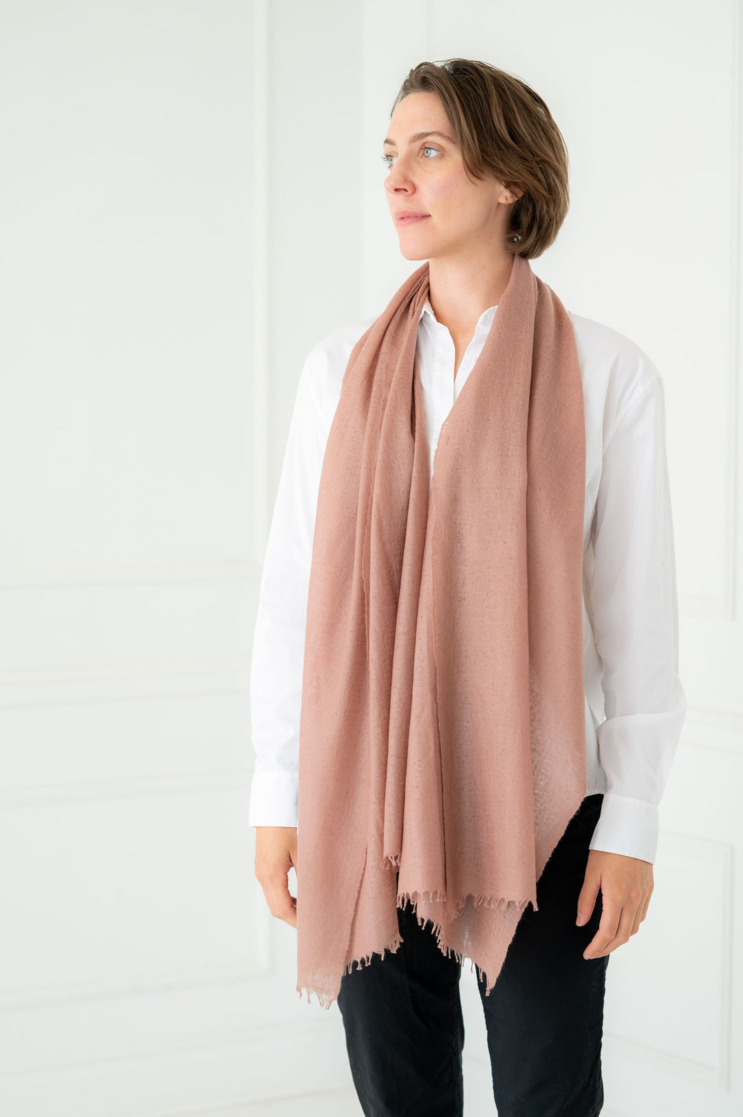 Pure Cashmere Light Dusty Rose Felted Scarf