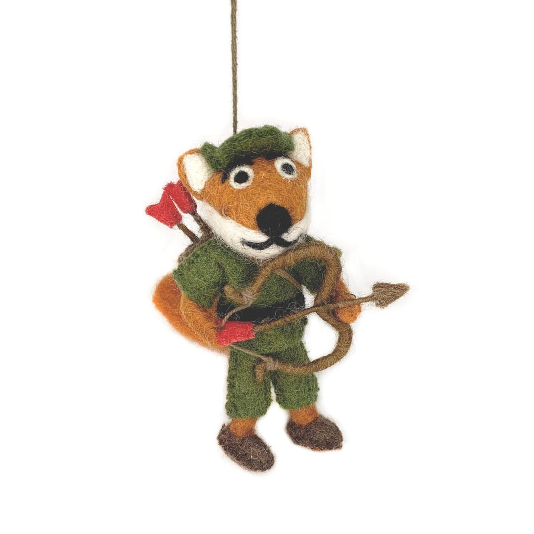 Felt Fox Robin Hood Ornament