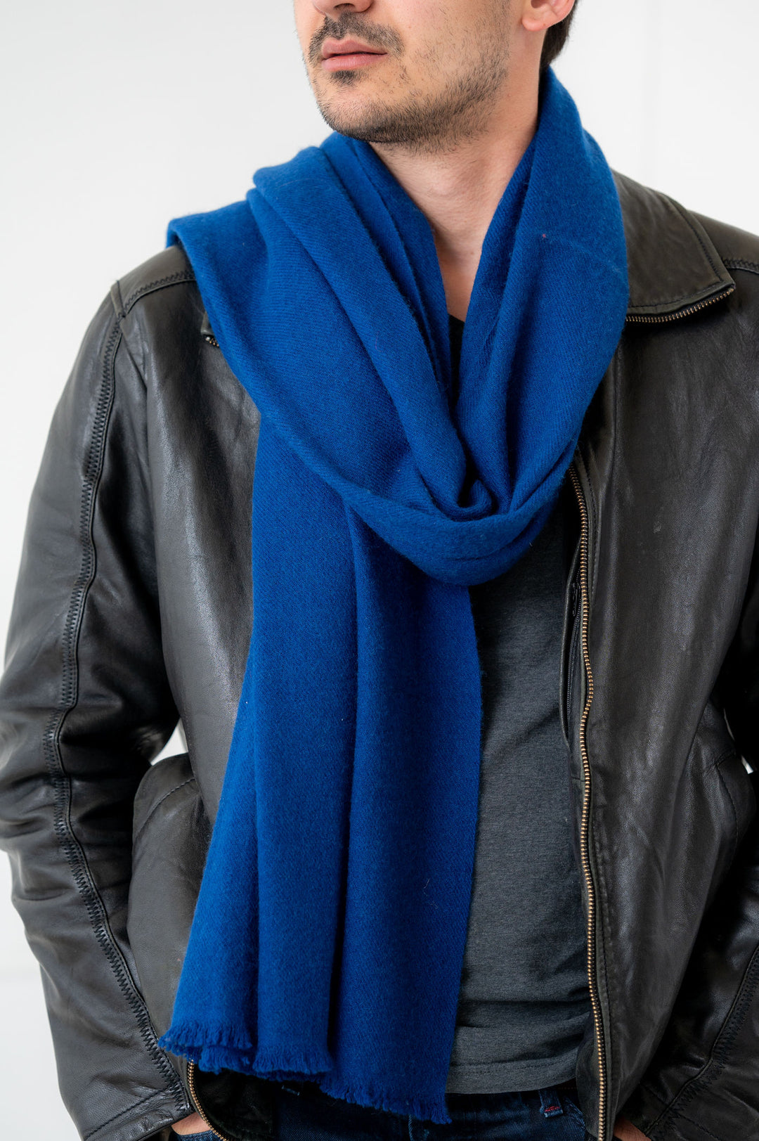 Pure Cashmere Thick Cobalt Blue Scarf