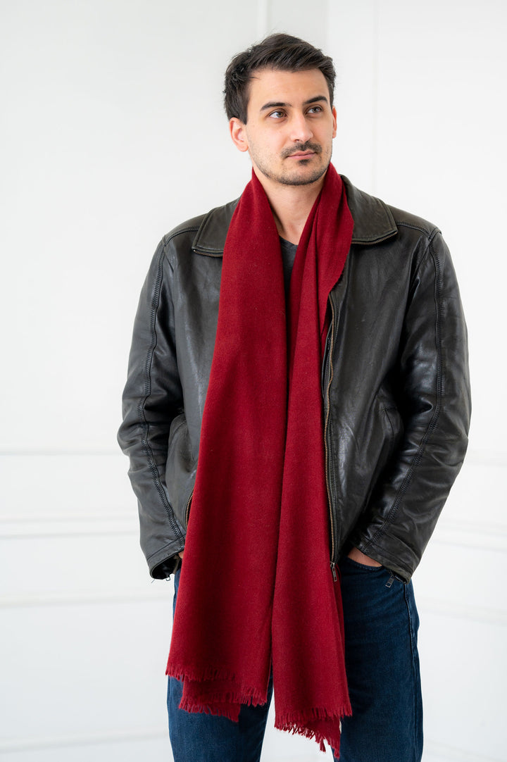 Pure Cashmere Solid Burgundy Scarf