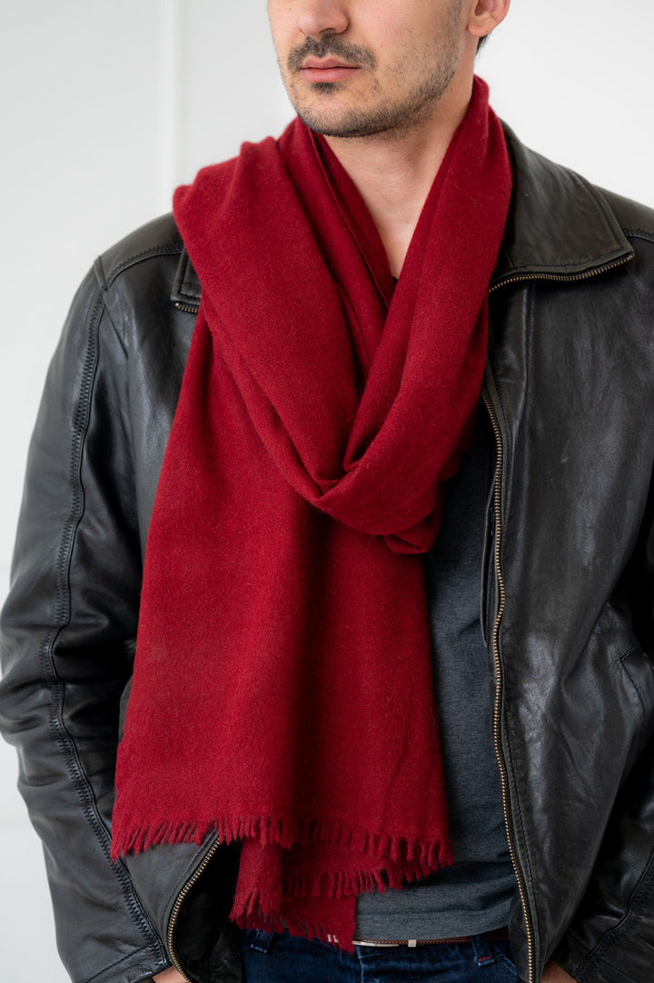 Pure Cashmere Solid Burgundy Scarf