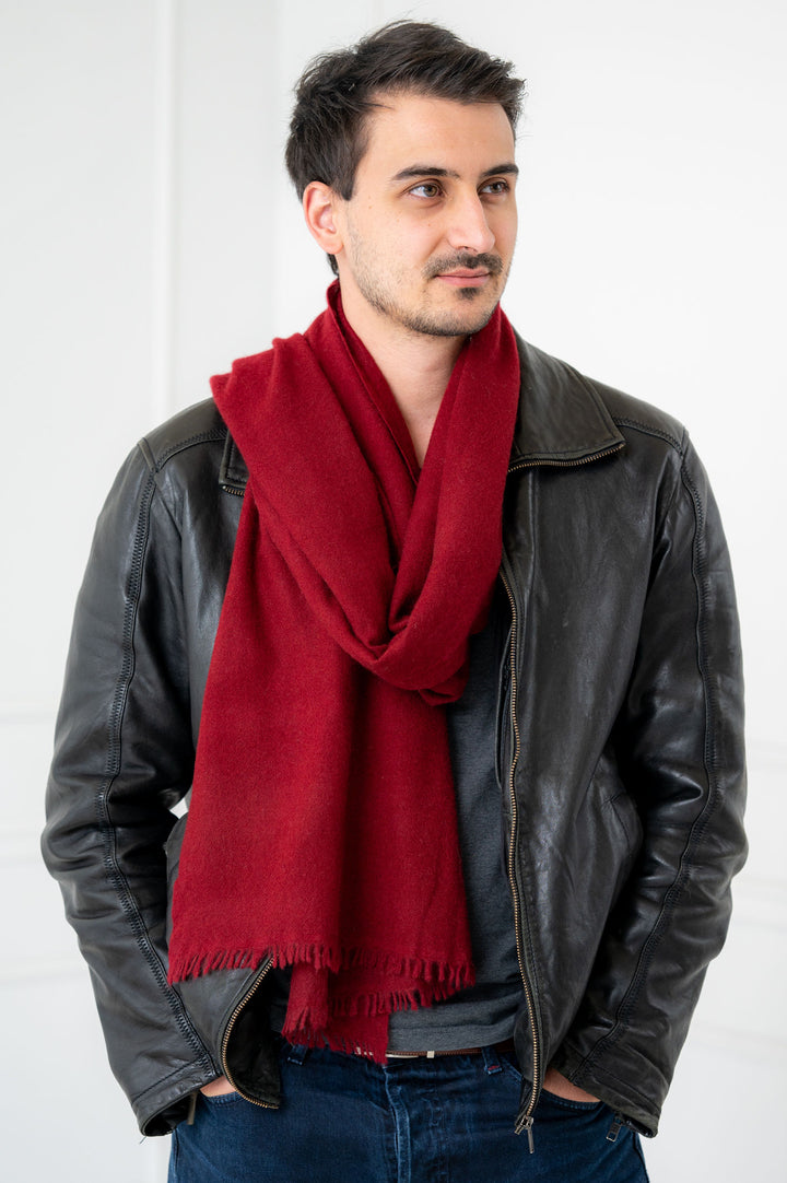 Pure Cashmere Solid Burgundy Scarf