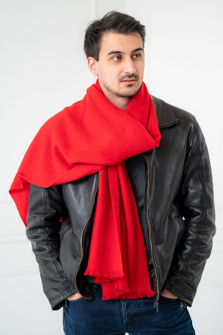 Pure Cashmere Solid Red Scarf