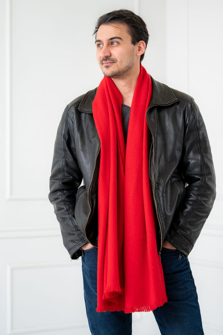 Pure Cashmere Solid Red Scarf