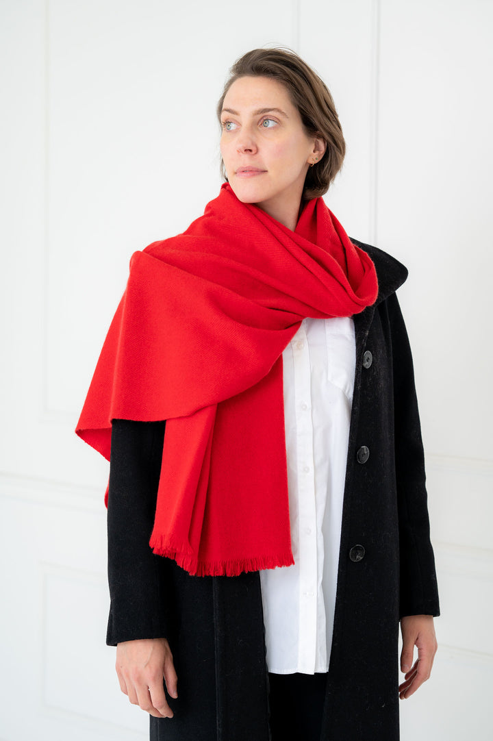 Pure Cashmere Solid Red Scarf