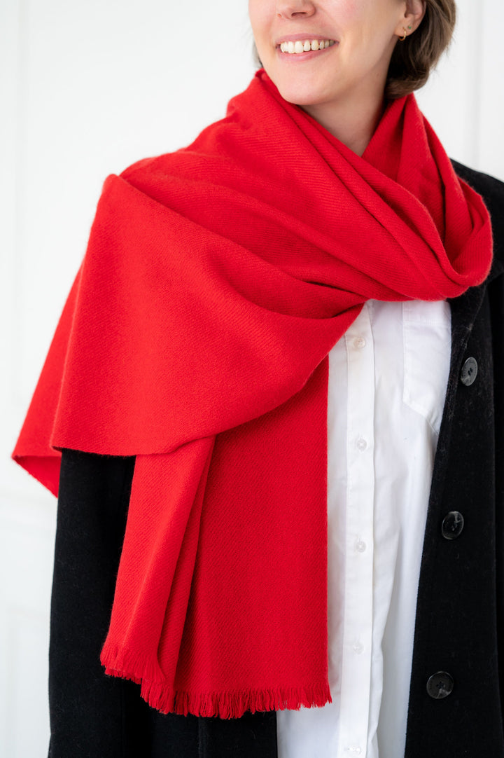 Pure Cashmere Solid Red Scarf