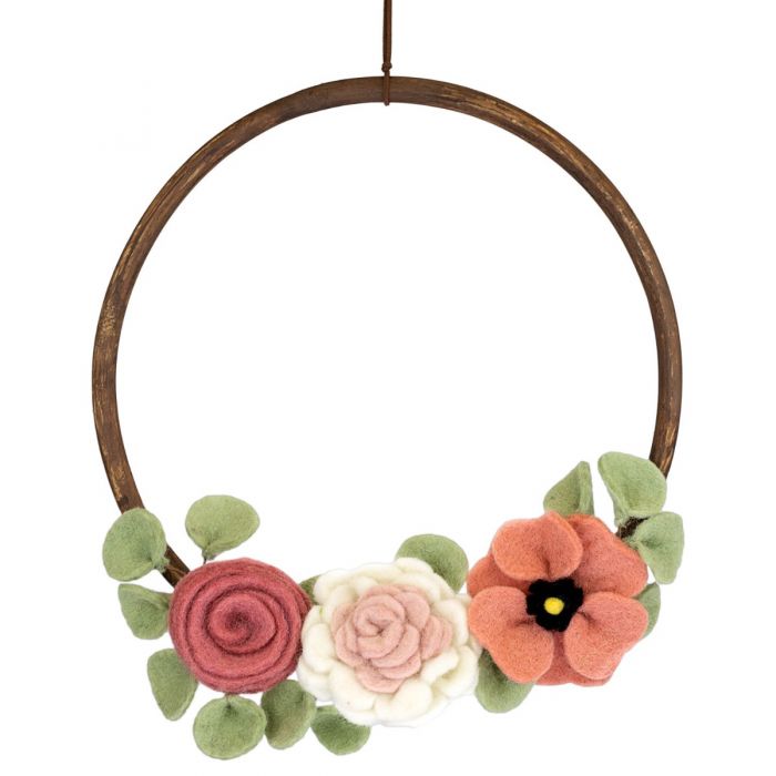 Wool Peony Door or Wall Wreath