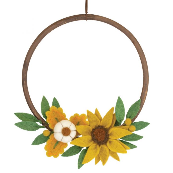 Wool Sunflower Door or Wall Wreath